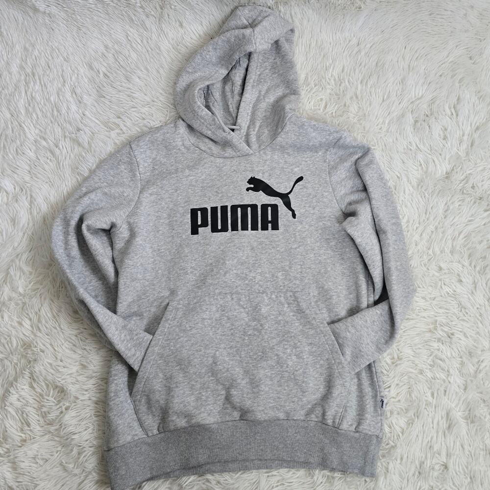 PUMA Gray Pullover Soft Comfy Hoodie‎ Black Logo Women's Large - Picture 11 of 11